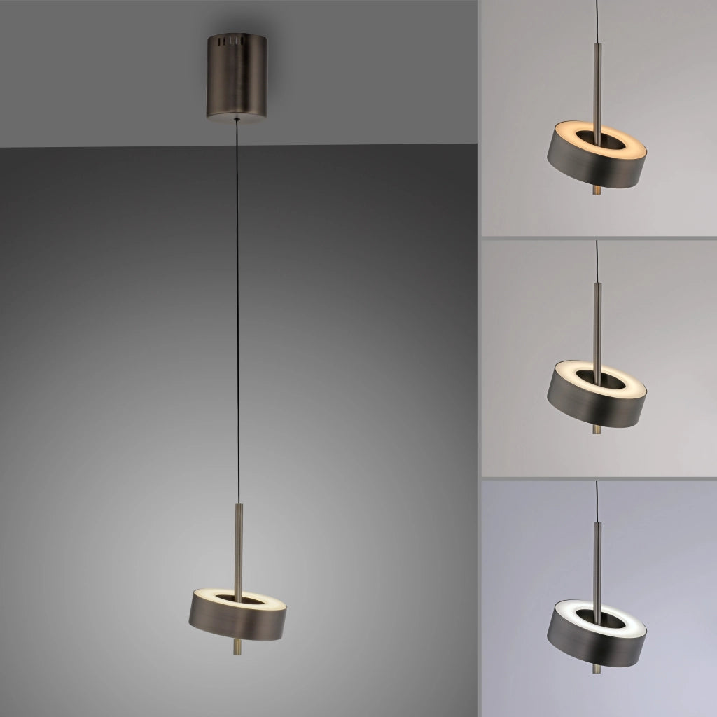 Lampada sospesa moderna bronzo Ø14 con telecomando CCT LED 9W