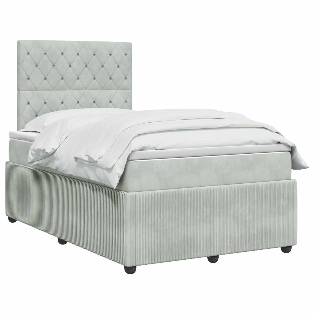 Letto Box Spring LED con Materasso Grigio Chiaro 120 x 200 cm 3456041