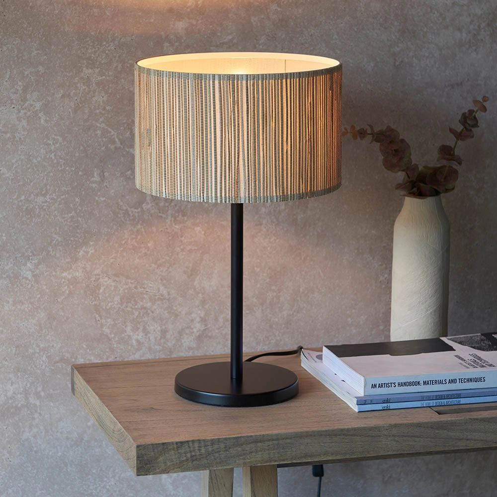 Lampada da tavolo Japandi beige in erba marina E27 Endon