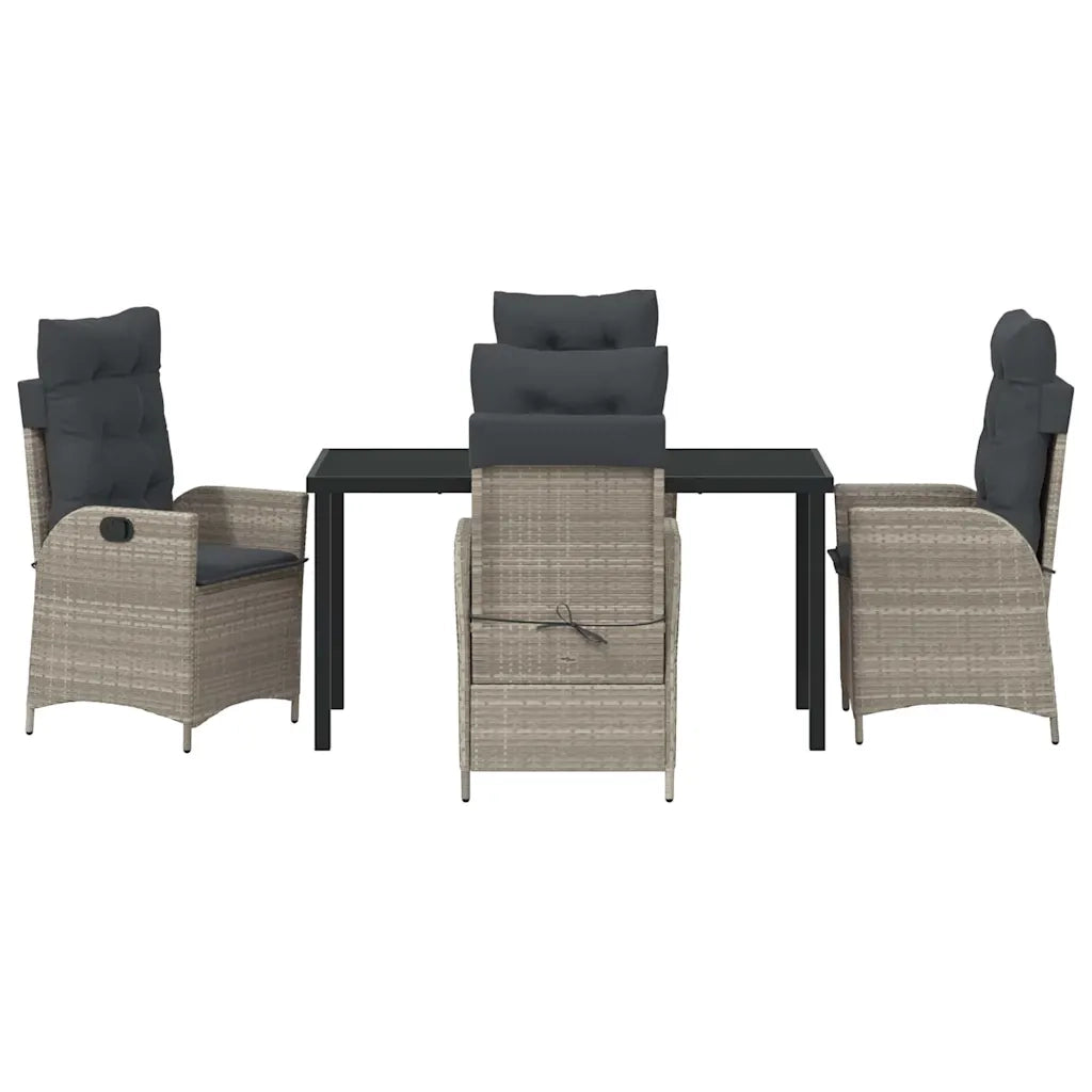 Set da Pranzo per Giardino 5 pcs Grigio chiaro polyrattan