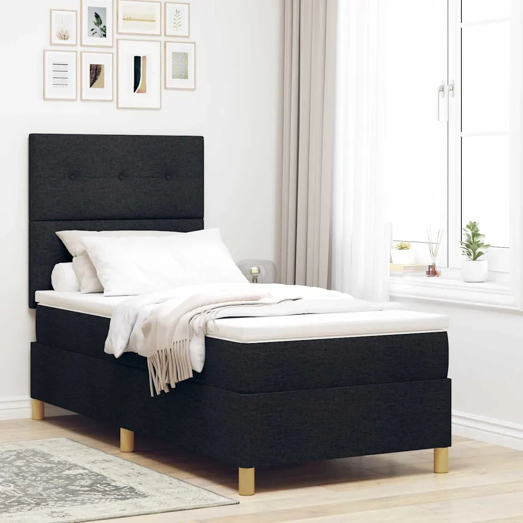 Letto a Sorgente LED con materasso Nero 90 x 200 cm Tessuto 3343070