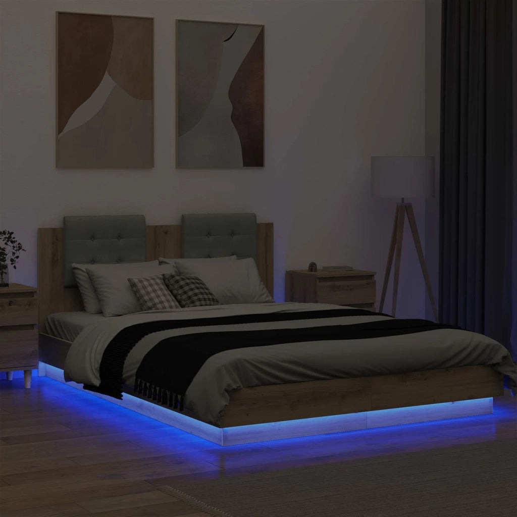 Struttura letto con testata-Giroletto Rovere artigianale 140 x 200 cm