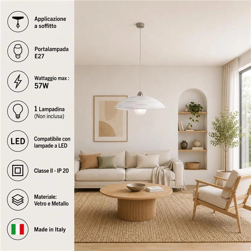 FULVIA LAMPADA SOSPENSIONE DA SOFFITTO E27 1 LUCE 50 CM
