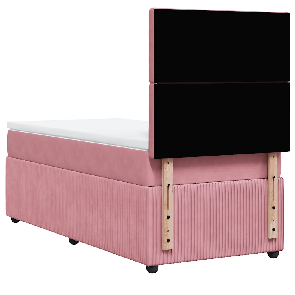 Giroletto a Molle con Materasso Rosa 100x200 cm in Velluto 3292279