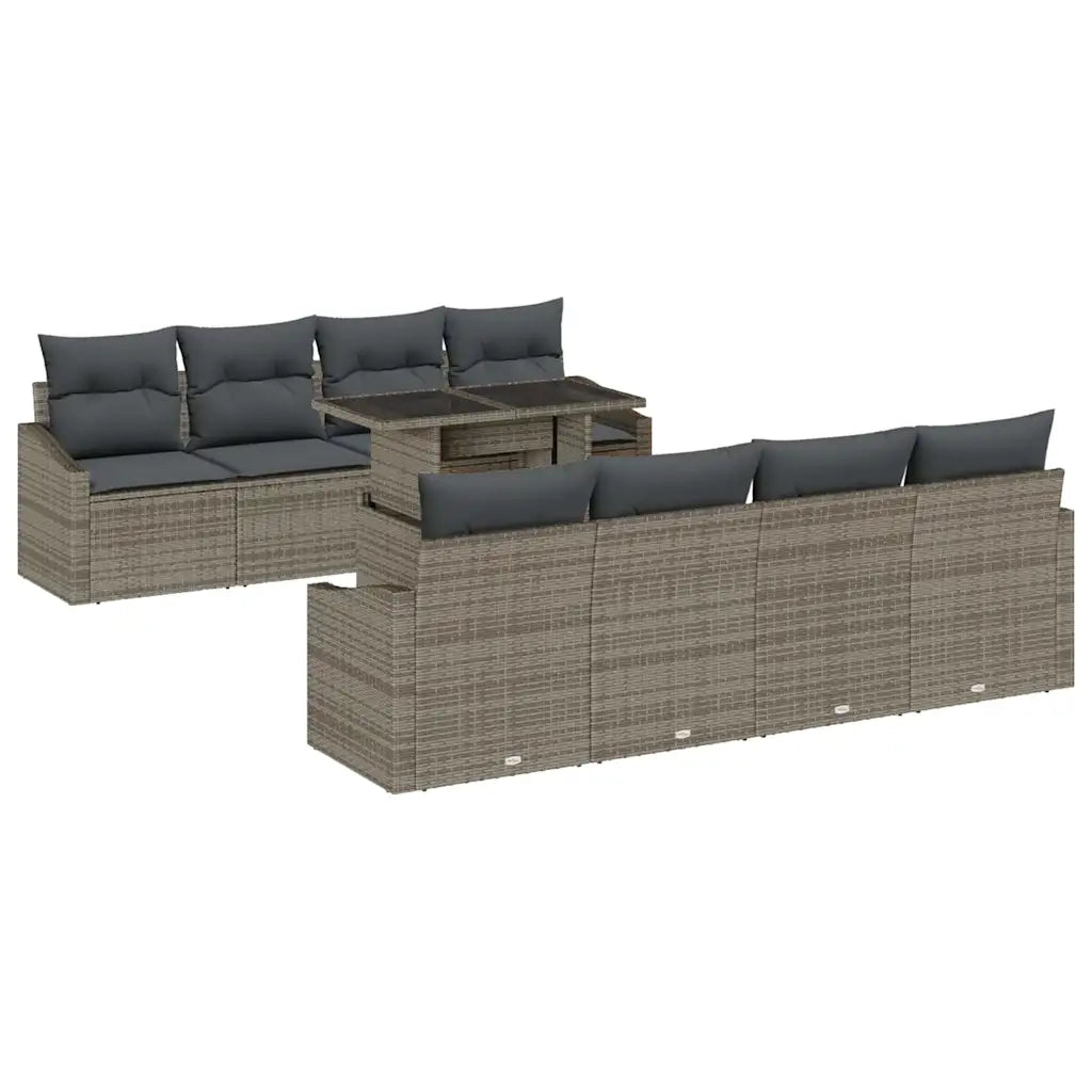 Set Divano da Giardino con cuscino 9 pcs Grigio polyrattan 3357702