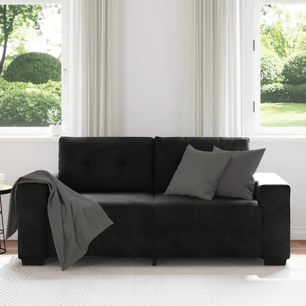 Divano Divanetto Nero 180x77x82 cm in Velluto 4105127