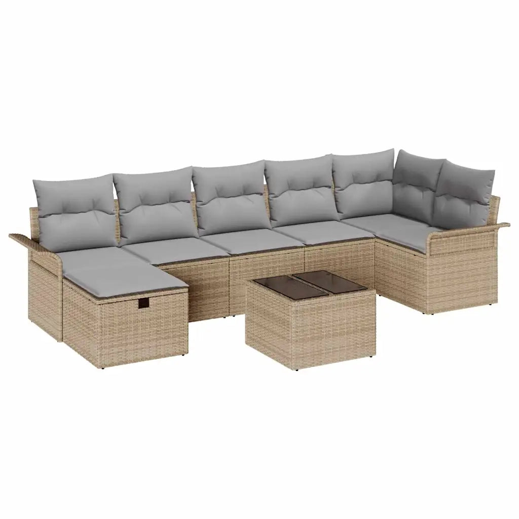 Set Divano da Giardino 8 pcs Beige e Grigio Chiaro polyrattan 3358909