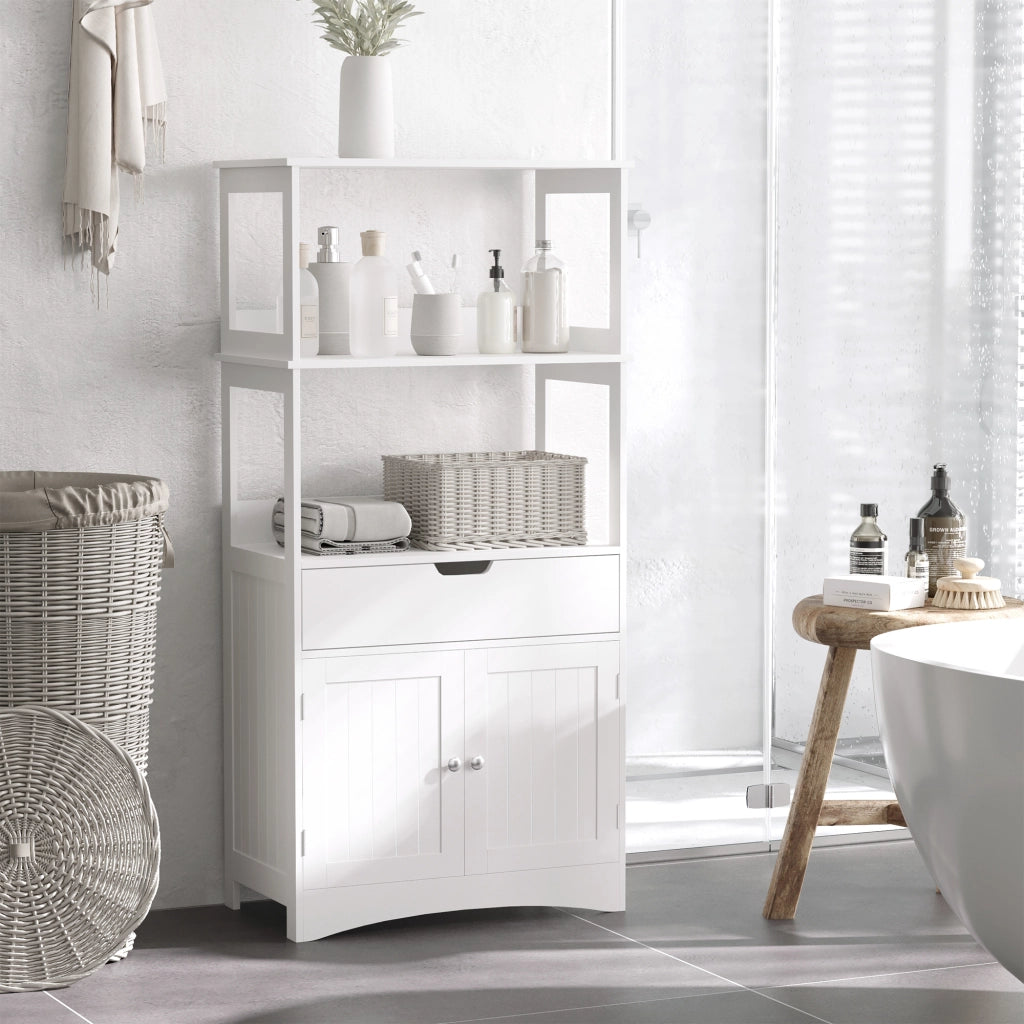 Mobile Bagno con Ante e Cassetto ¨C zephmum ¨C Bianco 60x33x122 cm
