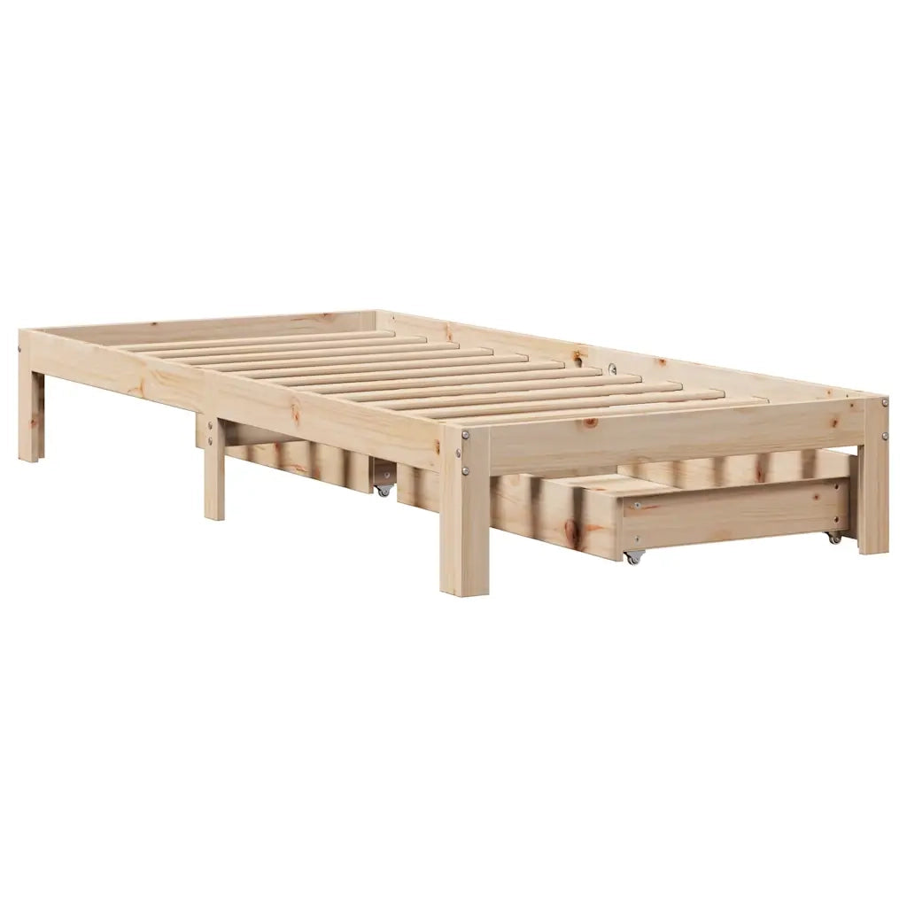 Giroletto con Cassetti 90x200 cm in Legno Massello di Pino 3301942