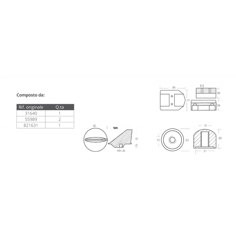 KIT ALL. MERCRUISER ALPHA I GEN I ALUMINIUM ANODES KIT