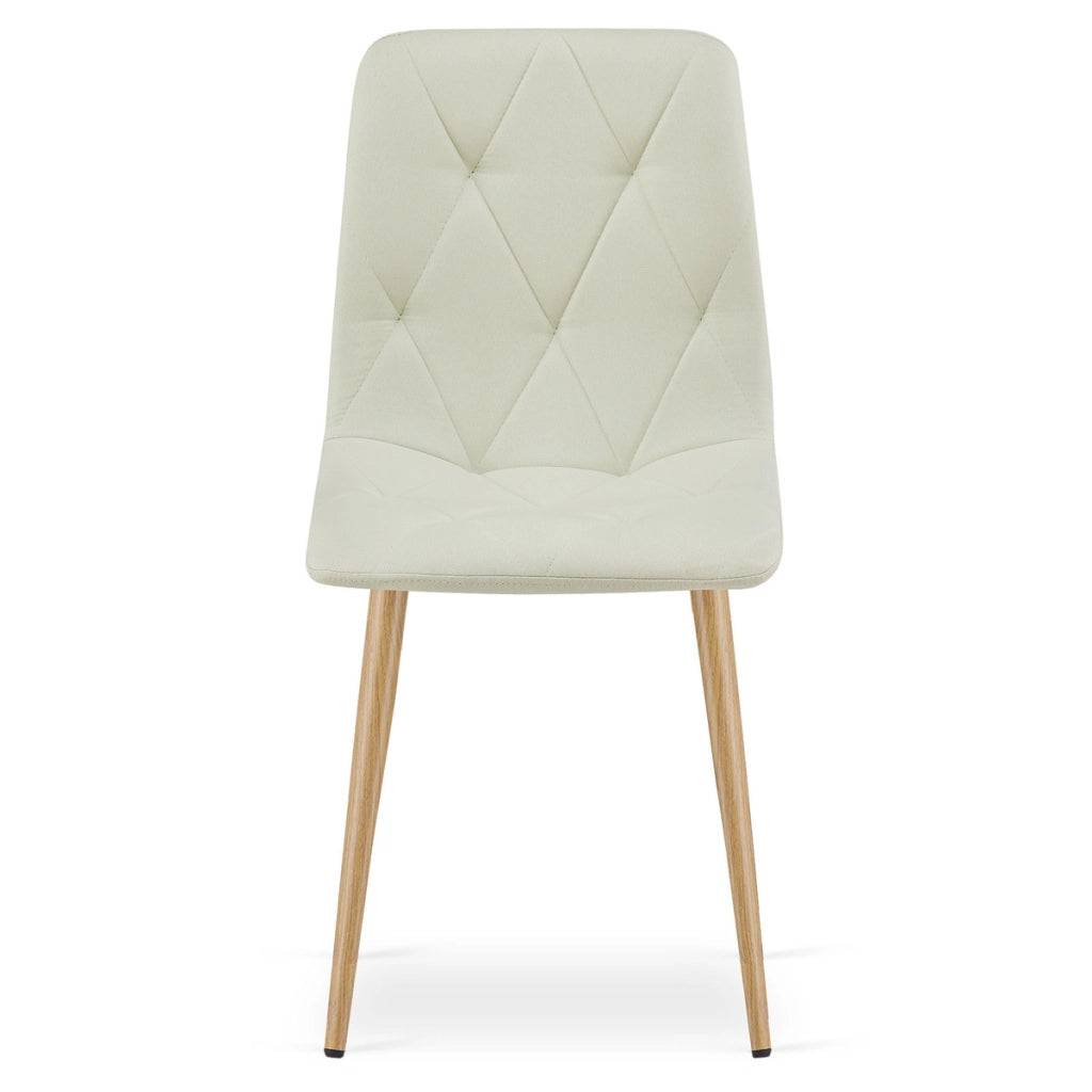 Sedia Libra beige in tessuto con gambe effetto legno