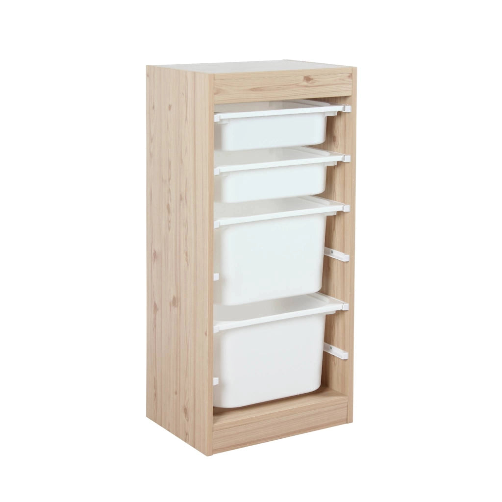 Contenitore per bambini con 4 contenitori, marrone naturale