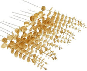 Tavolozze di Eucalipto Artificiale - Facili da Pulire - Set da 24 - Giallo Oro - 38 cm
