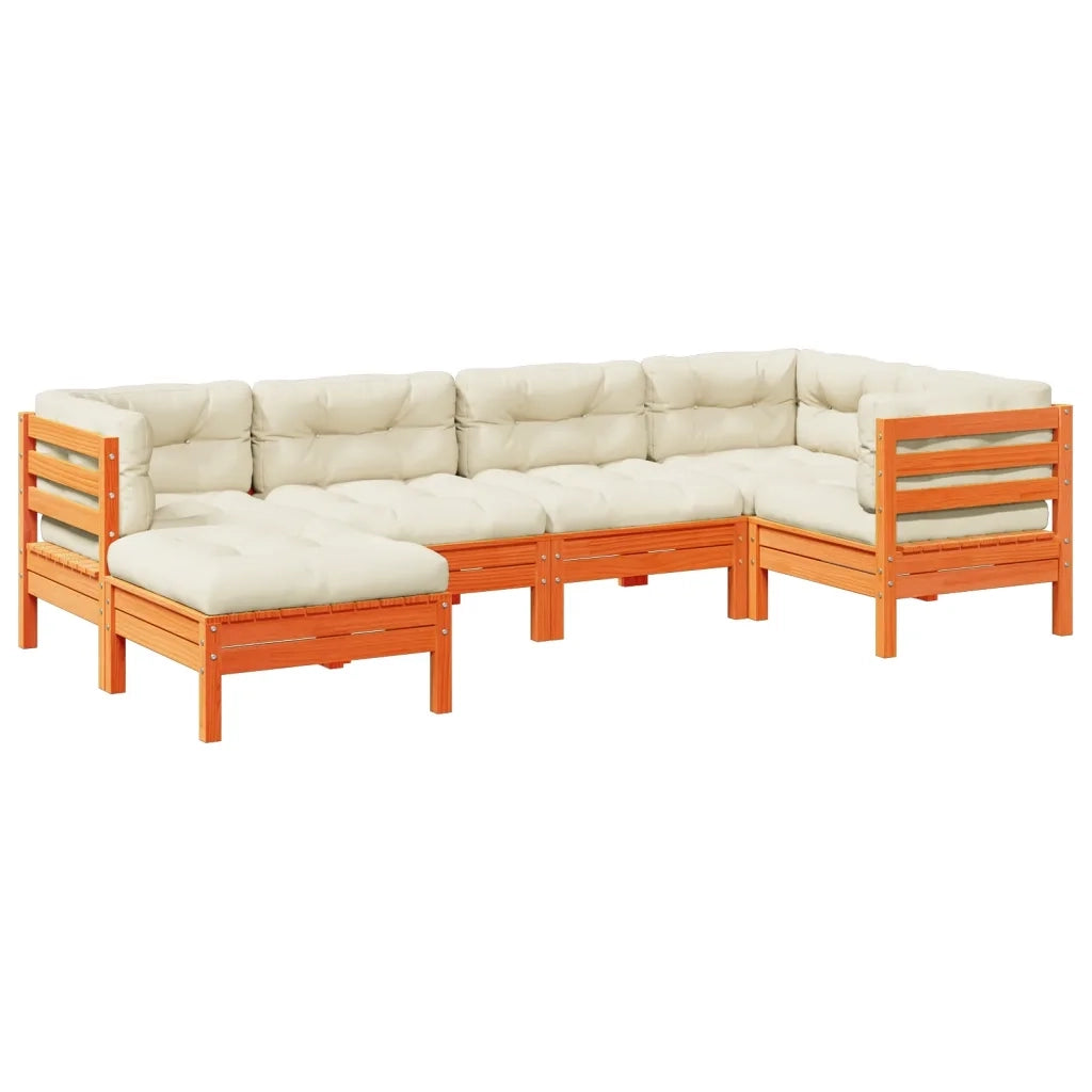 Set Divani Giardino 6pz con Cuscini Marrone Cera Massello Pino 3299527