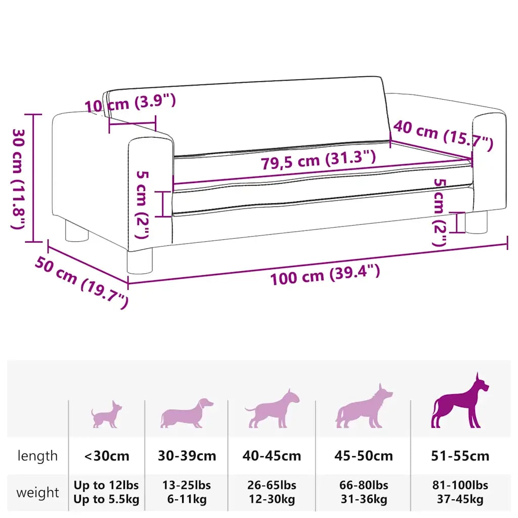 Lettino per Cani con Estensione Blu 100x50x30 cm in Velluto 172019