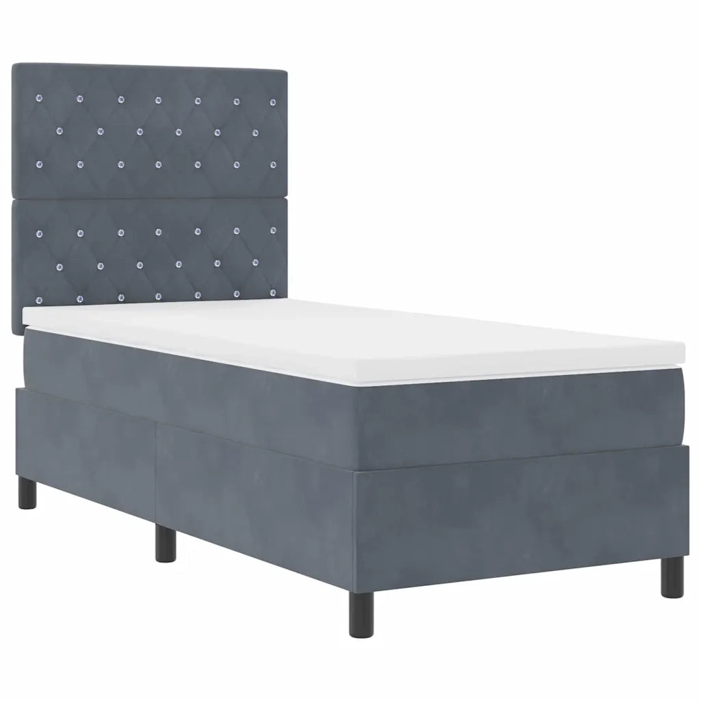 Letto a molle con materasso Grigio scuro 90 x 190 cm Velluto 3339735