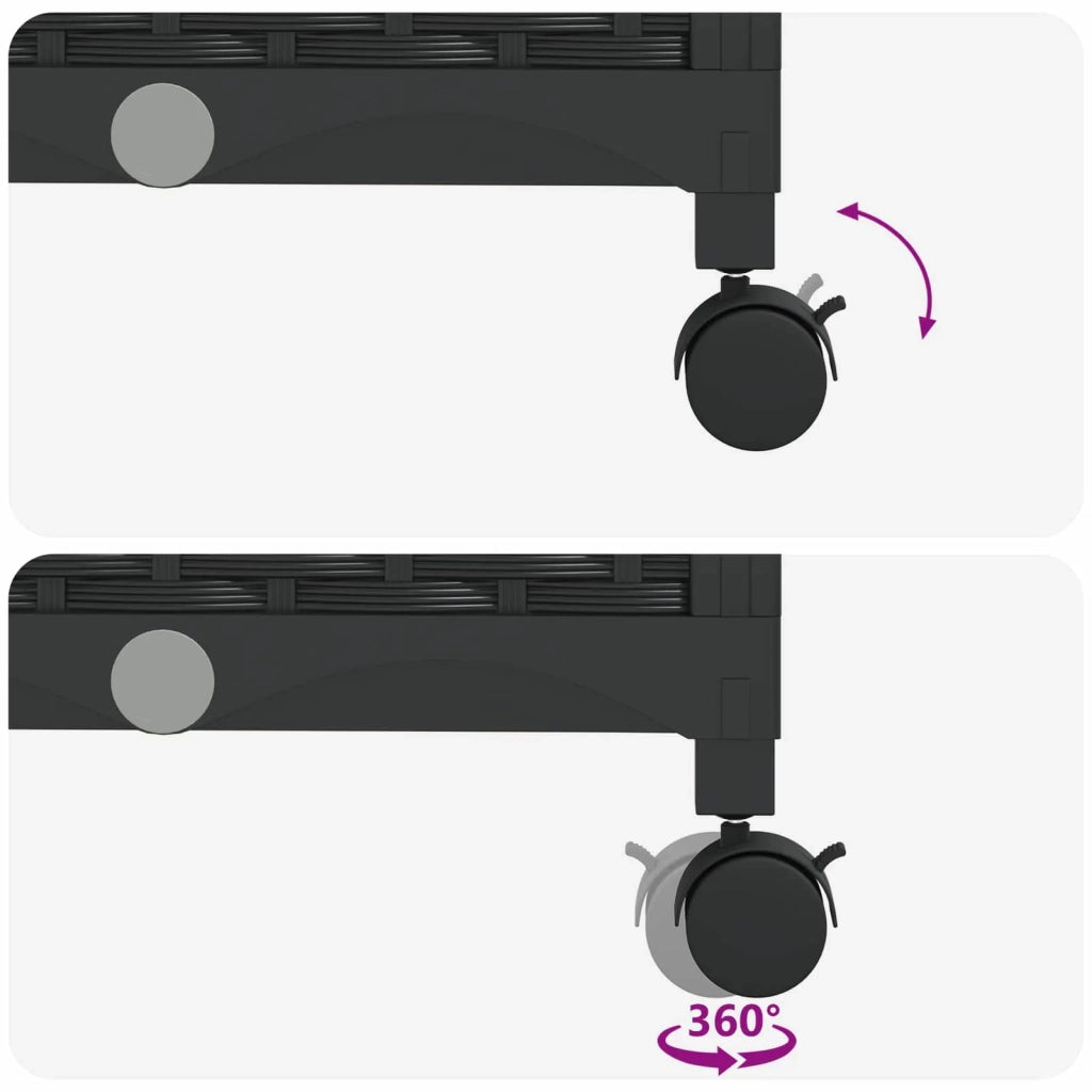 Vaso da Giardino con Copertura per Serra e Ruote 2 pz Nero PP 3422980