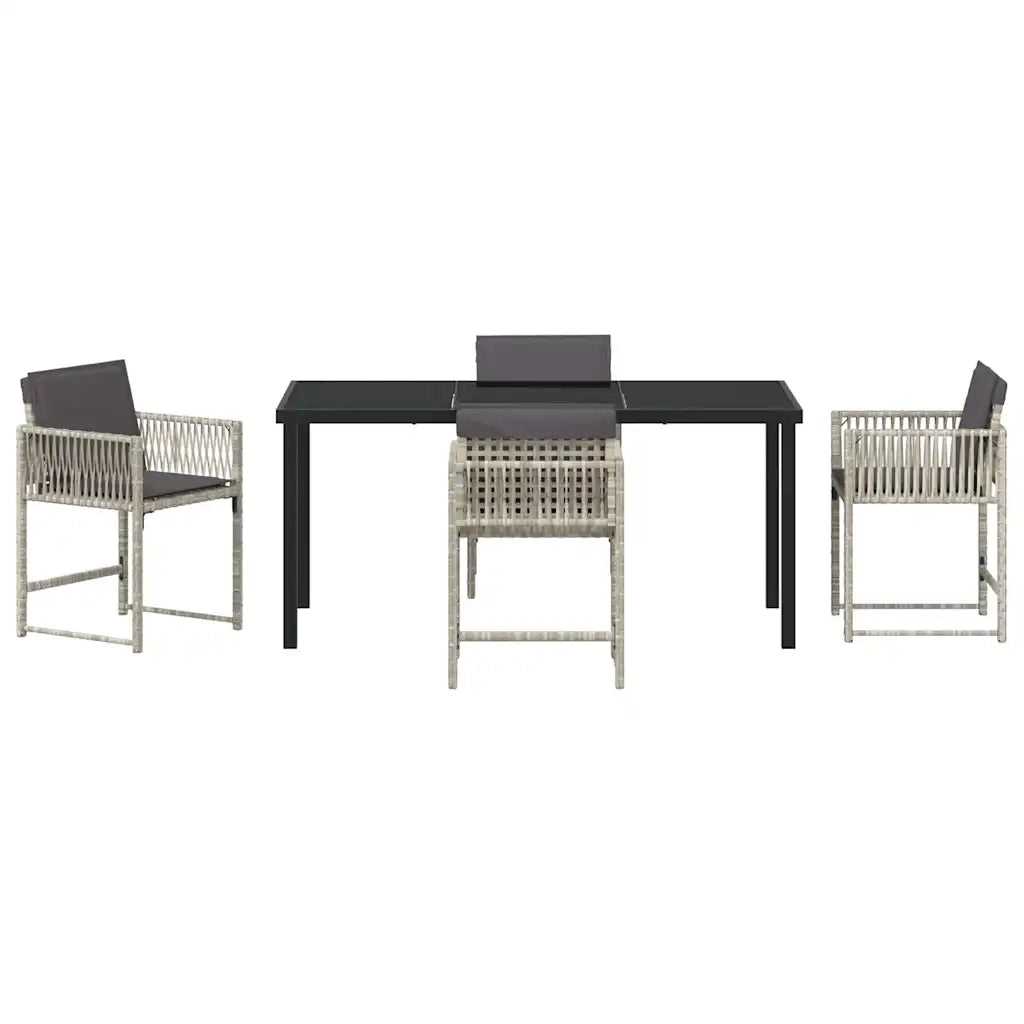 Set da Pranzo per Giardino 5 pcs Grigio chiaro polyrattan