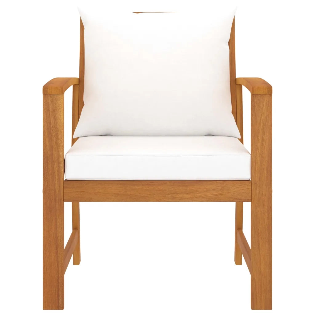 Sedie da Giardino e Cuscini Crema 2 pz Legno Massello d'Acacia 311831
