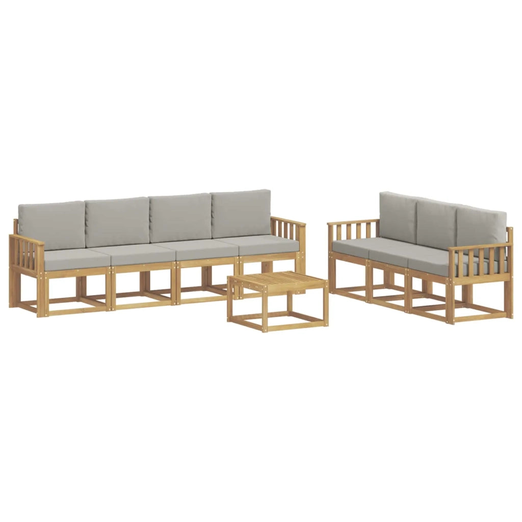 Set di divani da esterno 8 pz Bianco e Grigio Chiaro Poliestere 3387345