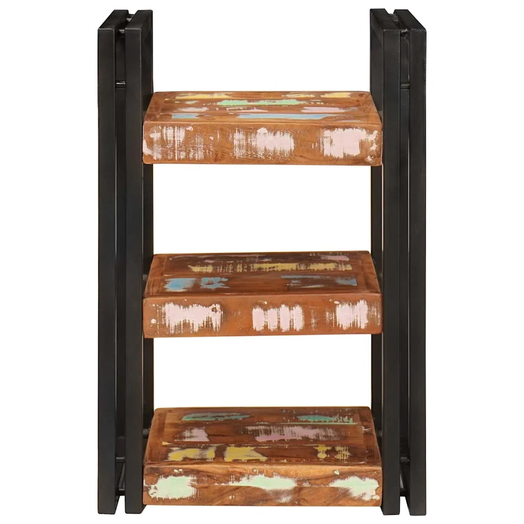 Comodino 2 pcs Marrone e Nero Legno massello di recupero 4016733