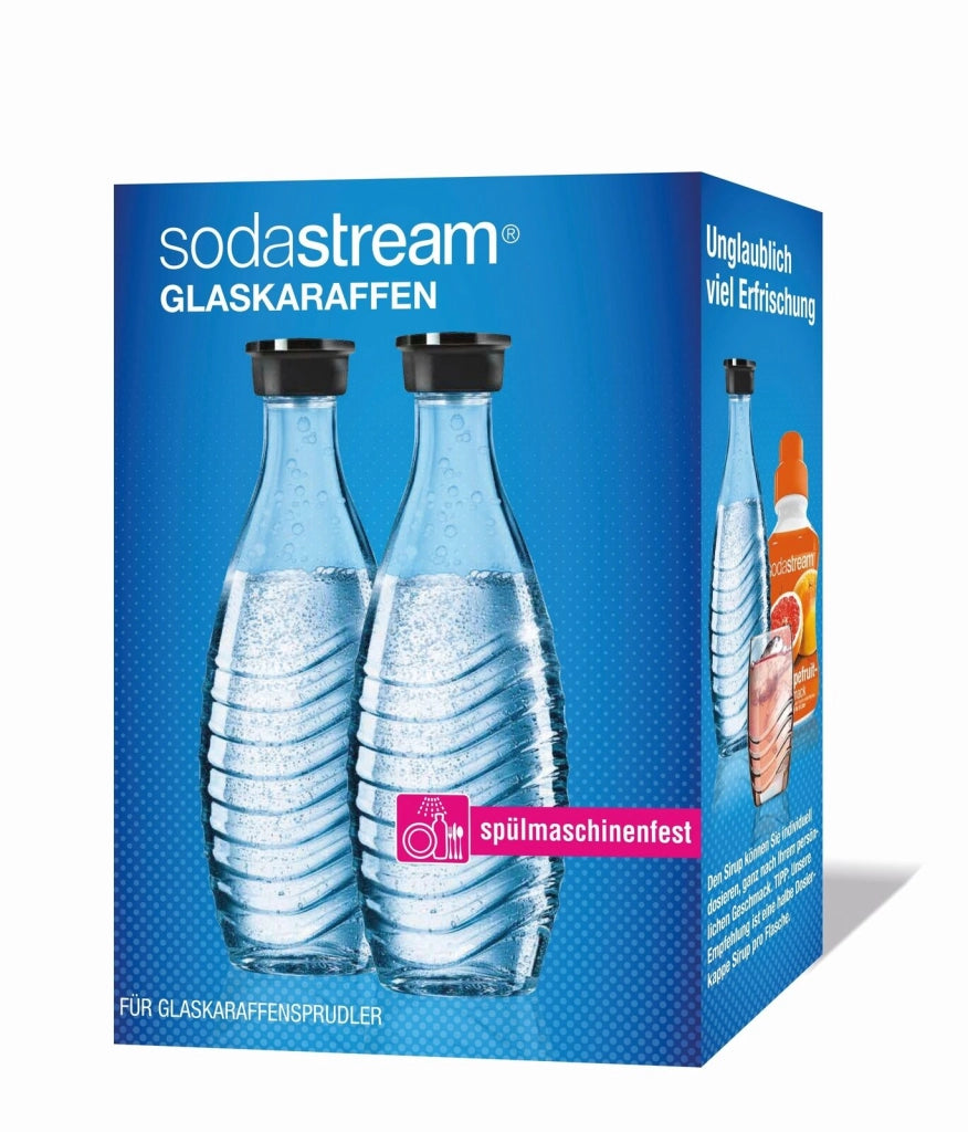 SodaStream Glass Carafe Duo Pack - Accessorio gasatore, 2 bottiglie in vetro da 0,7 L, lavabili in lavastoviglie, design elegante trasparente