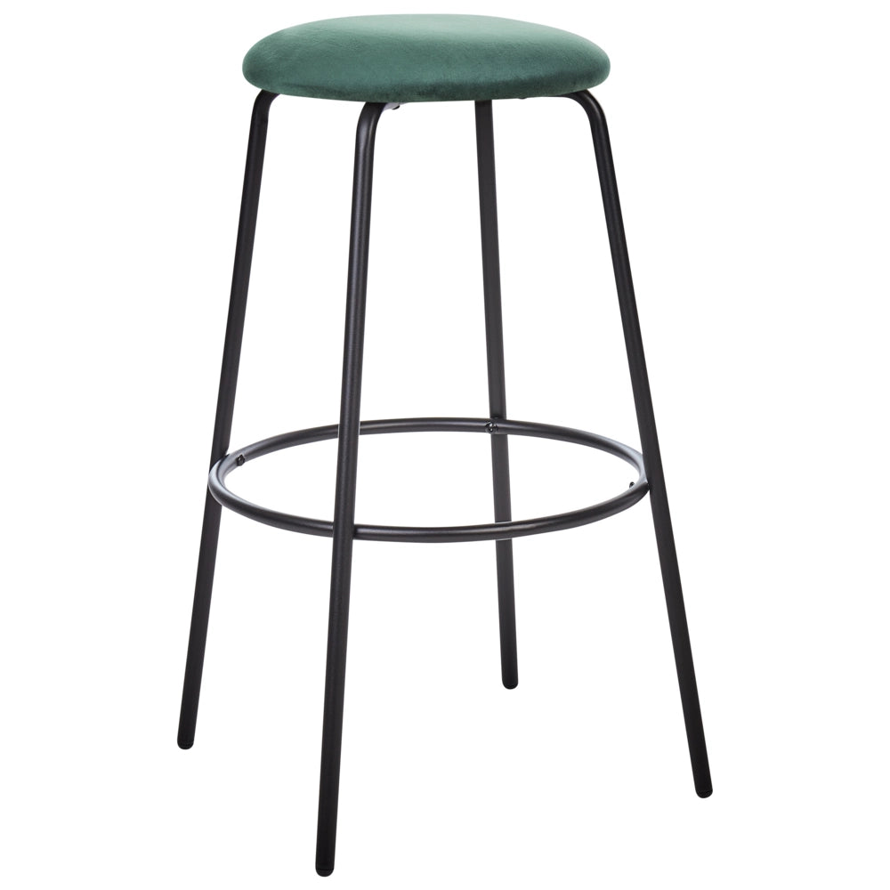 Set di 2 sgabelli da bar in velluto verde gambe in acciaio senza braccioli soggiorno salotto stile moderno