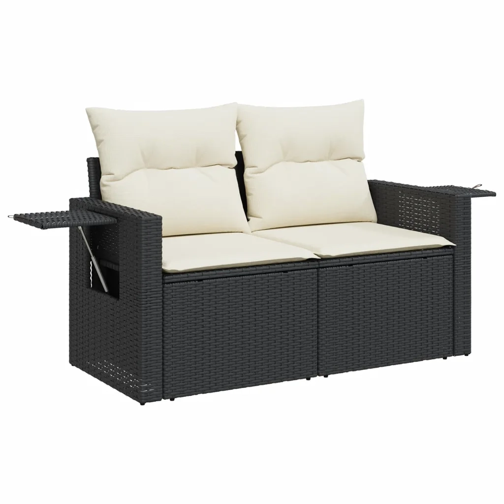 Set Divani da Giardino 5 pz | Set Salotto da Giardino con Cuscini in Polyrattan Nero