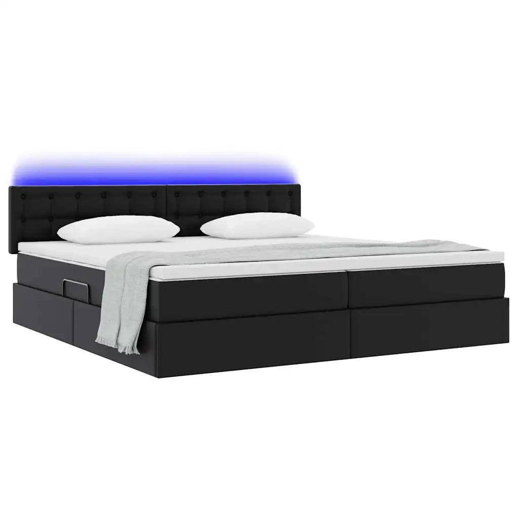Letto con contenitore e LED con led Grigio chiaro 200 x 200 cm 3371045