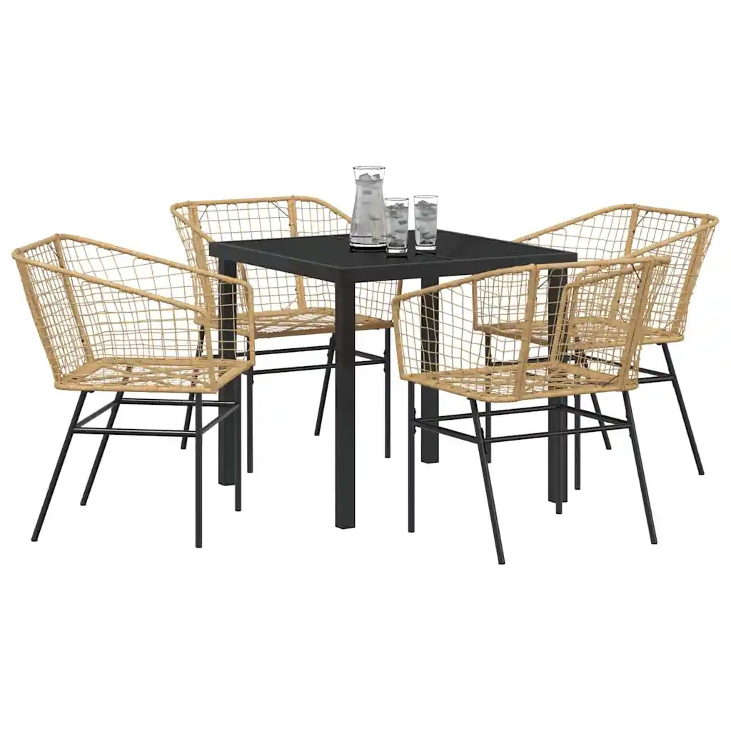 Set da Pranzo per Giardino 5 pcs Marrone polyrattan