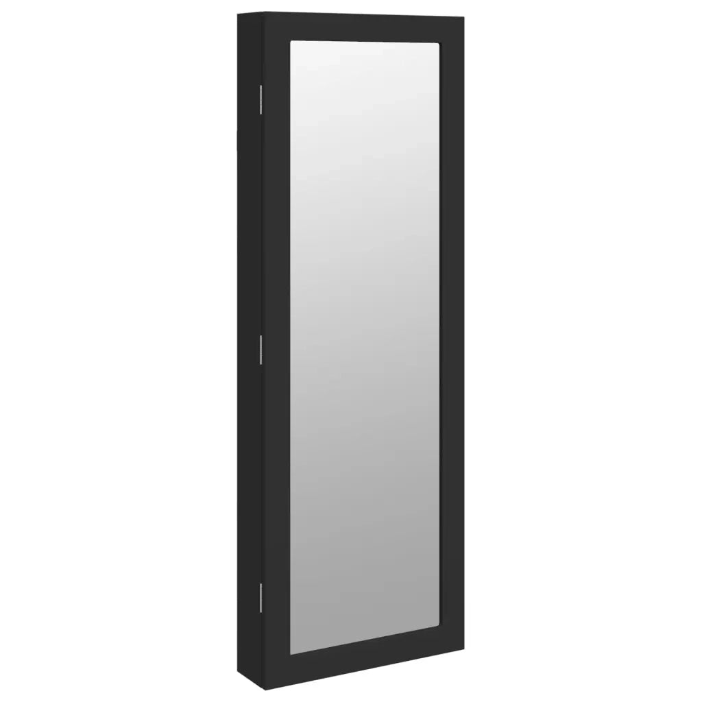 Armadio Portagioie a Specchio con Luci LED a Parete Nero CFW9568820