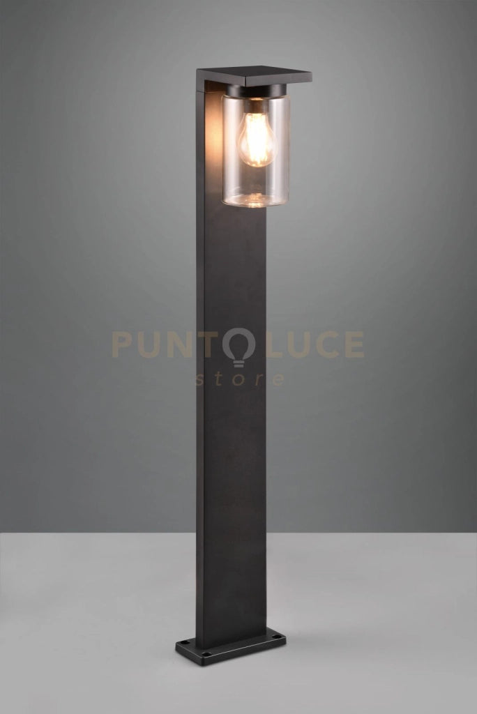 ARDILA PALO ALTO DA ESTERNO FUSIONE ALLUMINIO NERA CON VETRO CILINDRO SENSORE CREPUSCOLARE H. 100CM IP44 1 LUCE ATTACCO E27