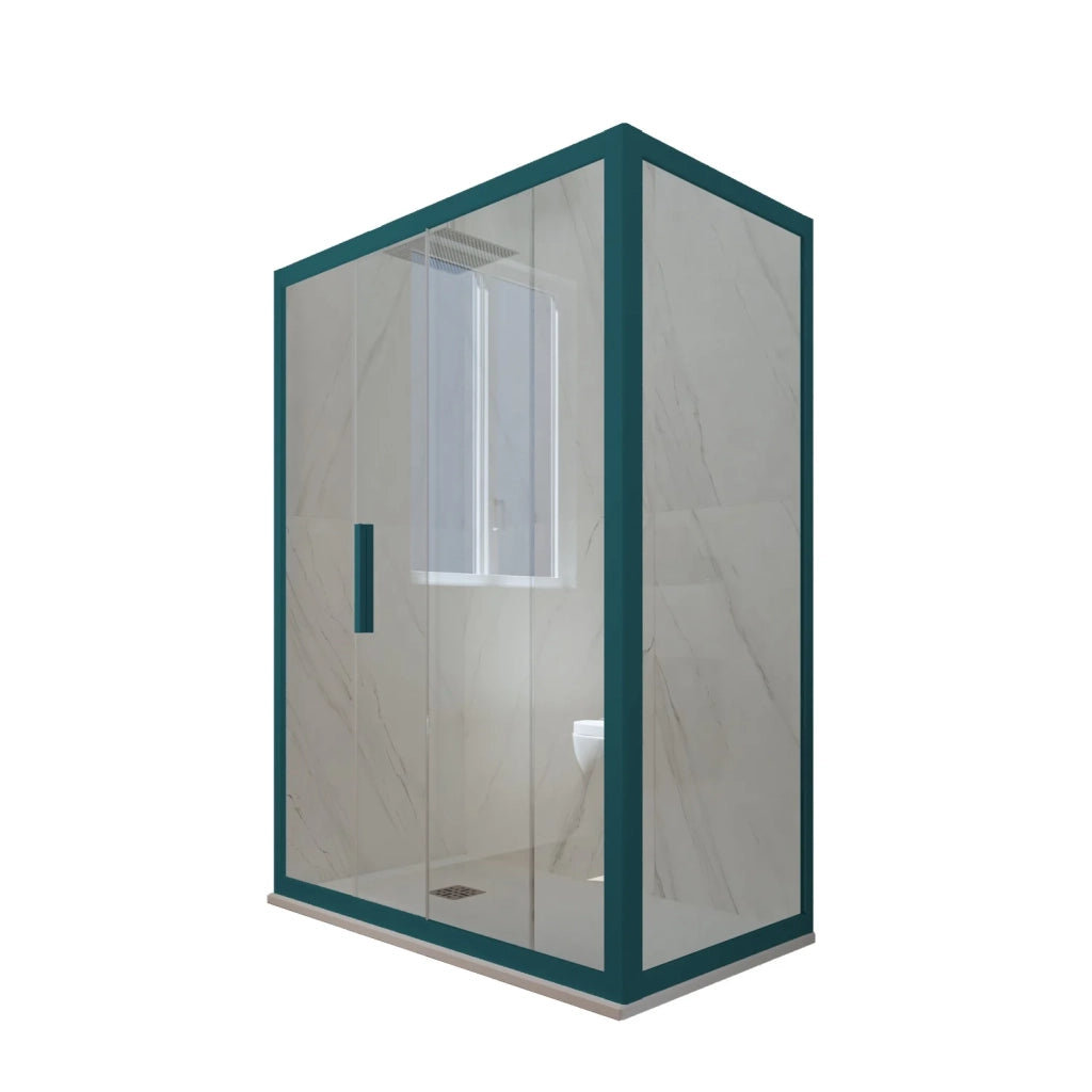 Box doccia scorrevole 80x150 CM H 200 Vetro Trasparente Profilo Verde Night Watch mod. Deco Duo