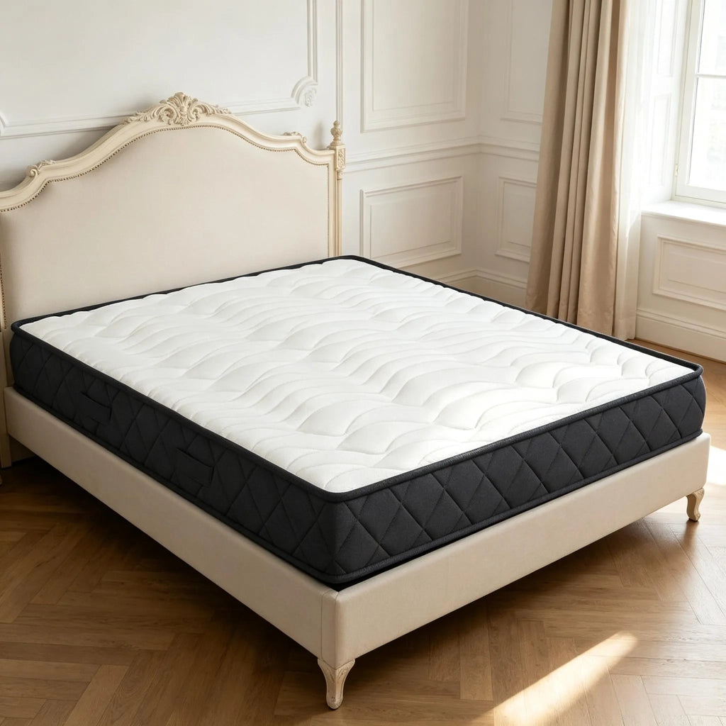 Materasso in Memory Foam e Schiuma Ondulata con Base Antiscivolo 140x190x20 cm; Bianco e Grigio