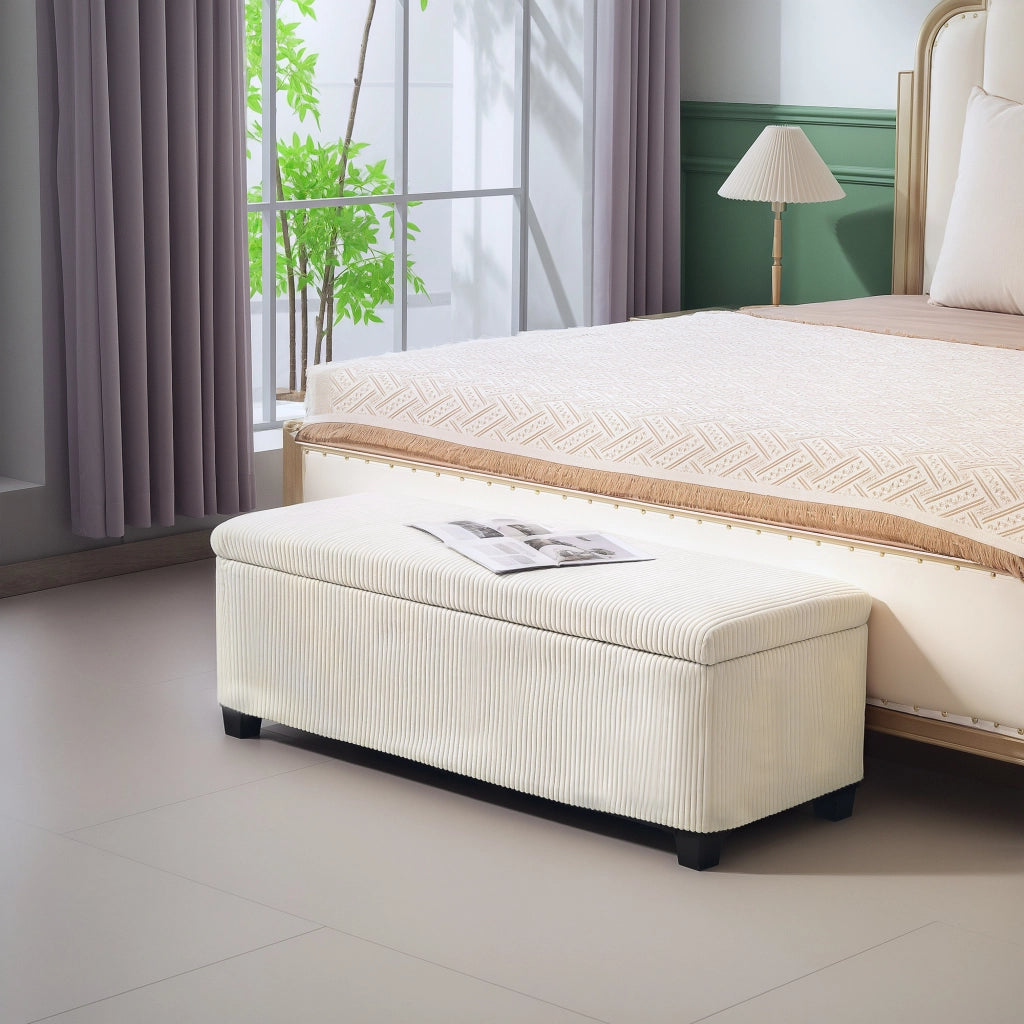 Pouf contenitore in velluto ¨C zephmum ¨C beige 112x42x40 cm