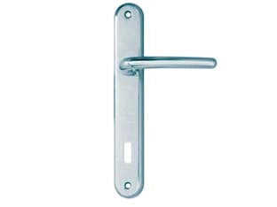 MANIGLIA VEGA CON PLACCA IN ZAMA FINITURA OTTONE CROMATO- - mm.90 foro normale - 2 paio COTTALI