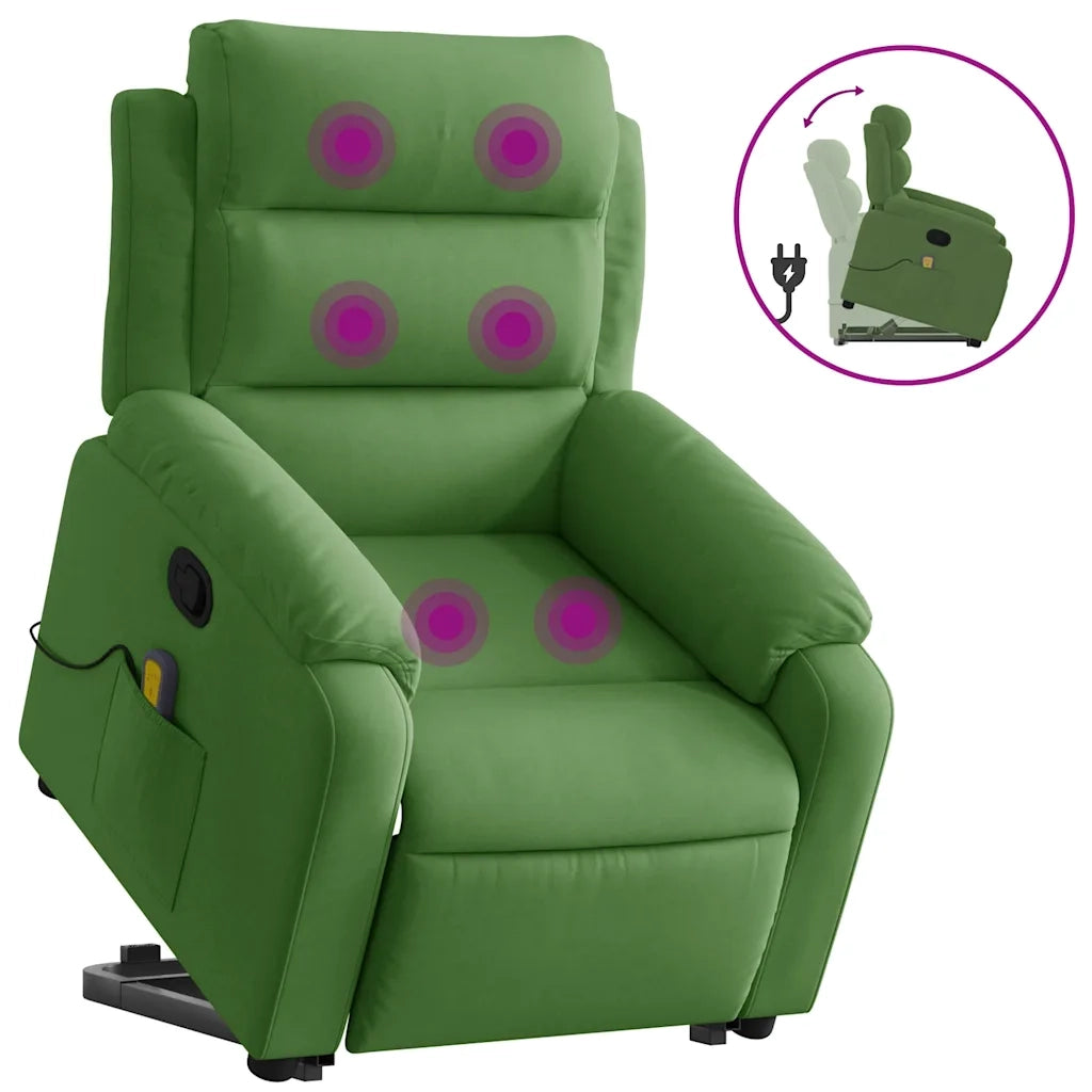 Poltrona Alzapersona Reclinabile Verde Chiaro in Velluto 3205106