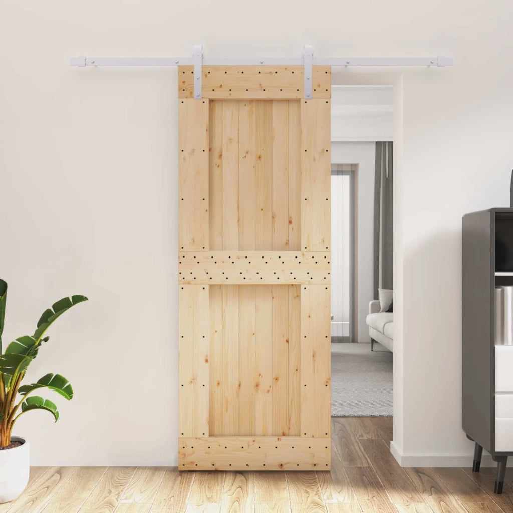 Porta scorrevole Naturale e Bianco 80 x 210 cm 3444958
