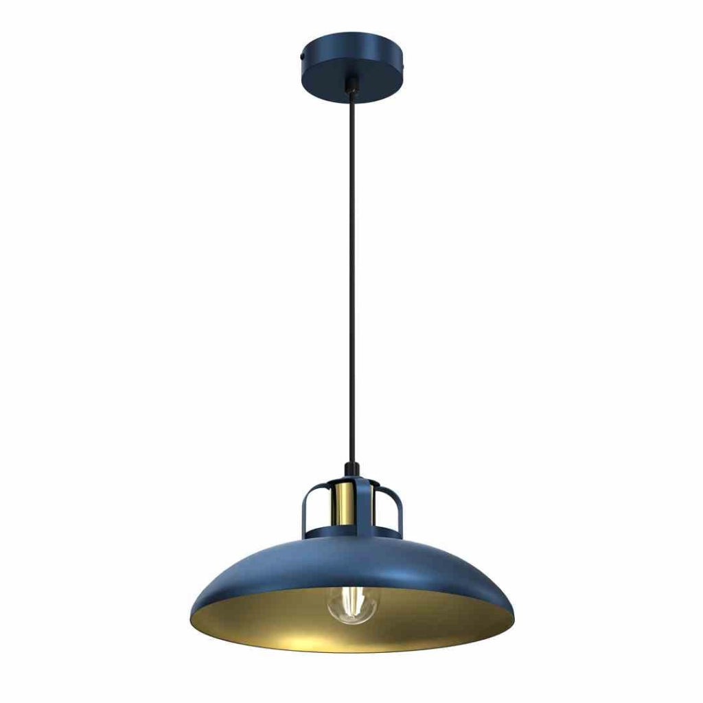 Lampada a sospensione Milagro Felix blu oro E27 Ø30