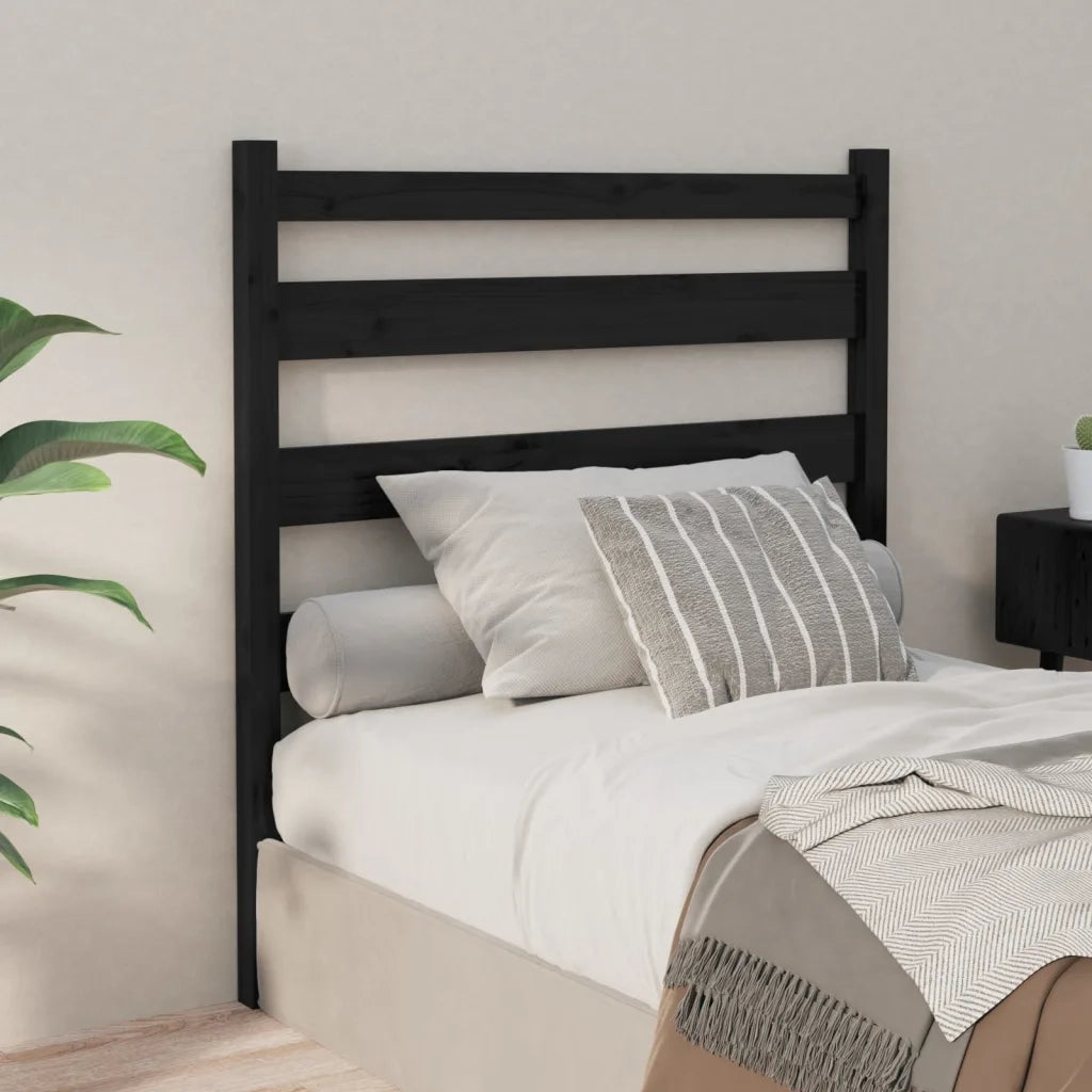 Testiera per Letto Nera 81x4x100 cm in Legno Massello di Pino 818399