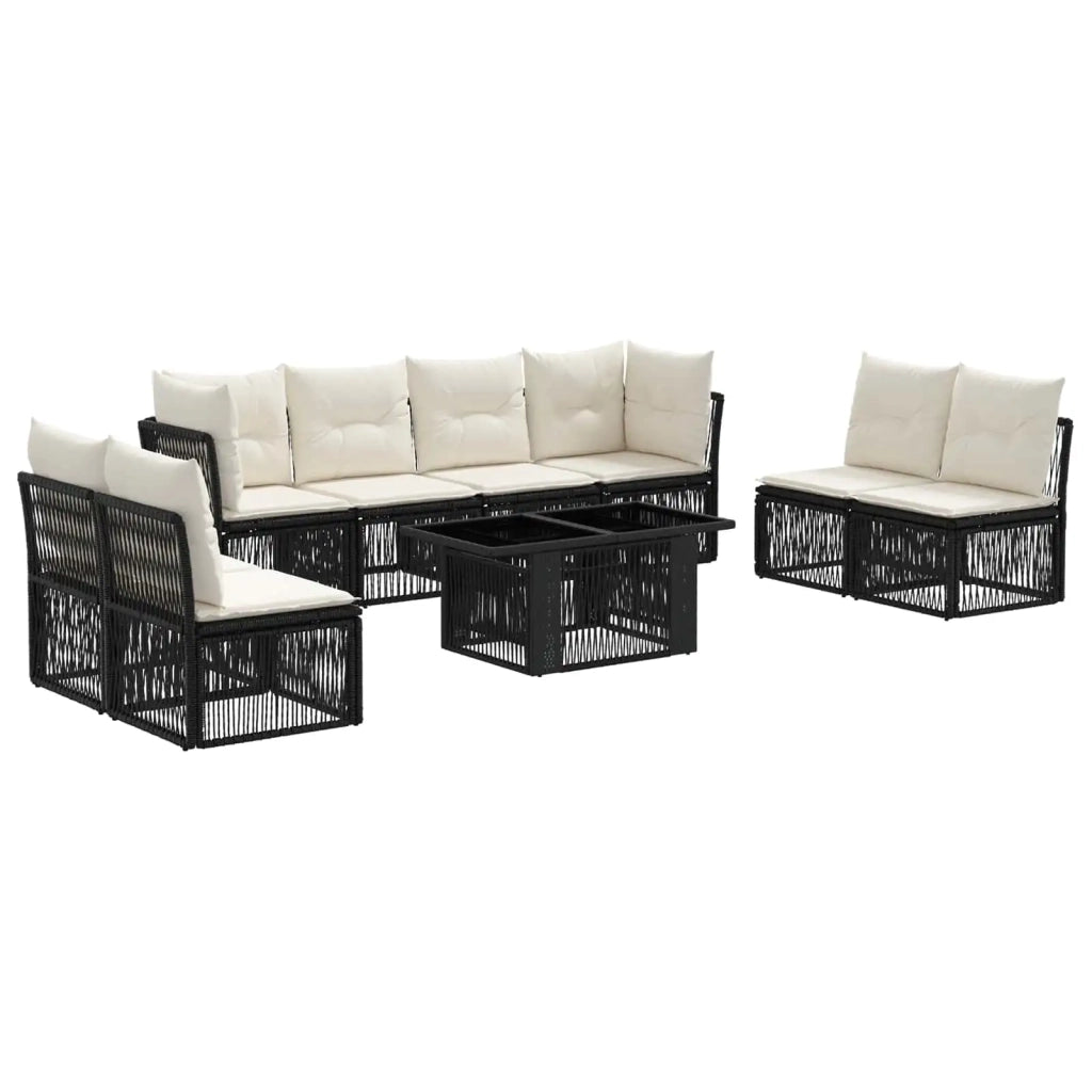 Set Divano da Giardino 9 pz Nero polyrattan 3436444