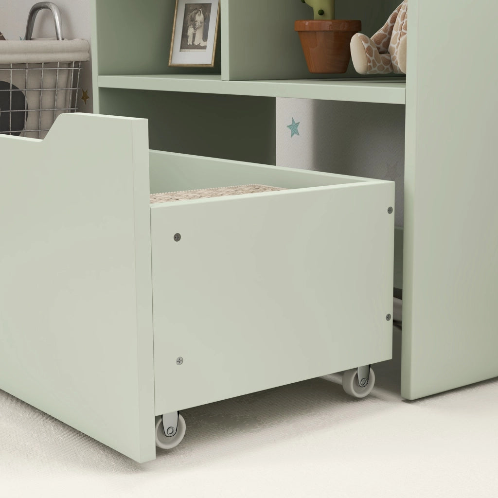 Libreria con cassetto e ripiani ¨C Xylo ¨C legno verde chiaro 3 scaffali