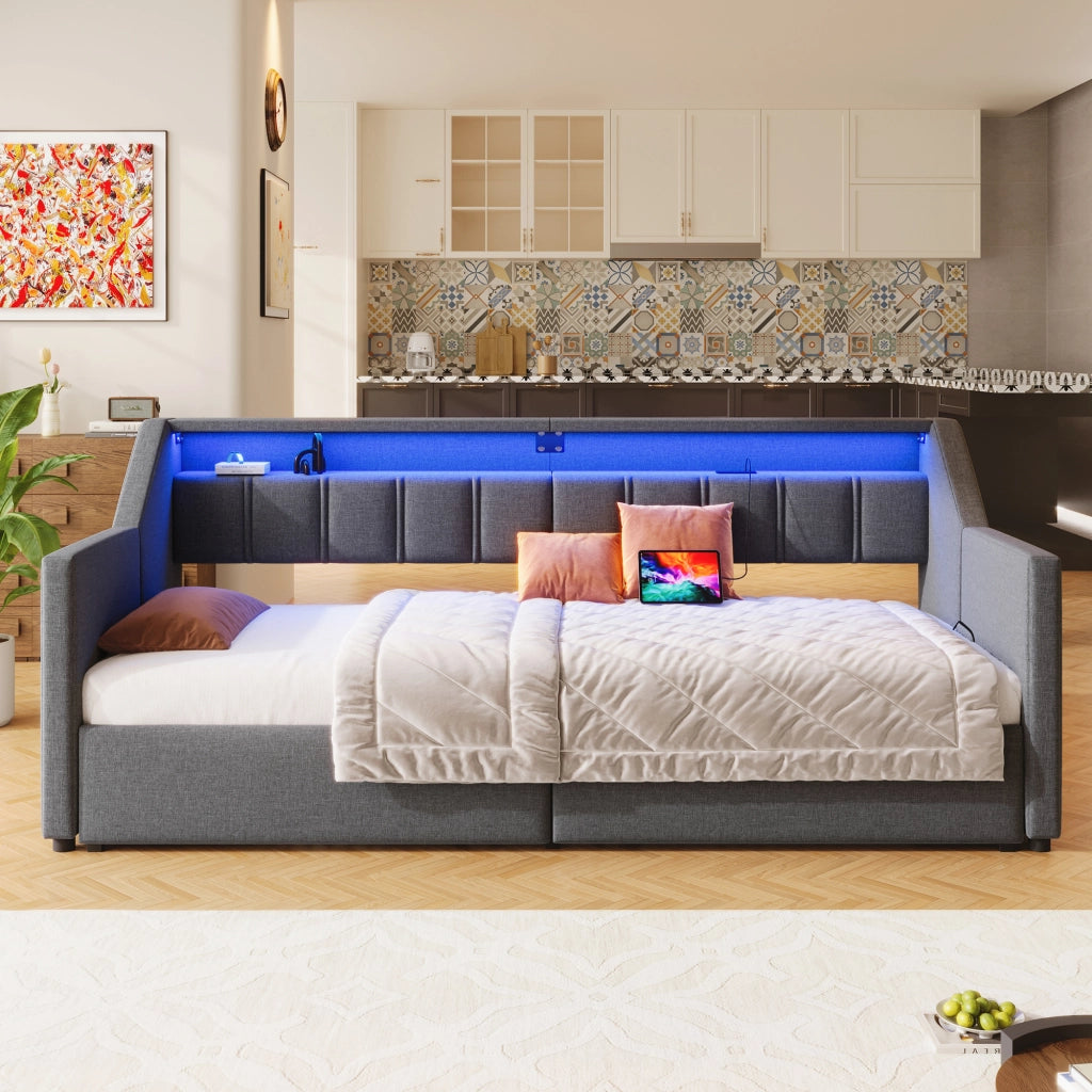 Letto giorno funzionale in lino 90x200 cm