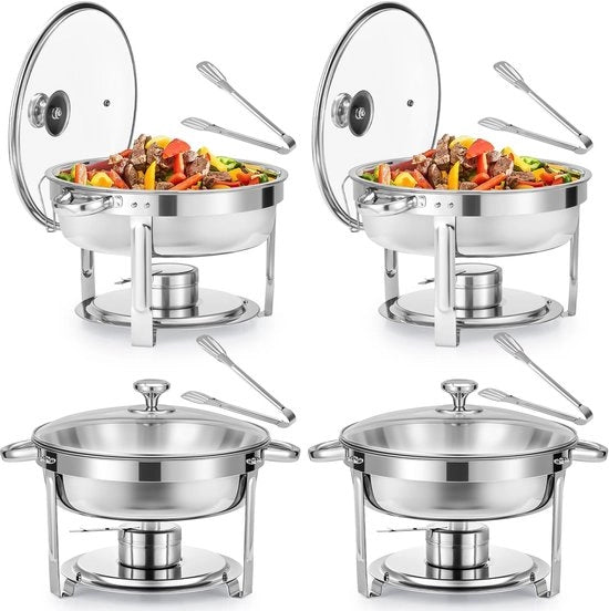 Set di Servizio per Buffet a 4 Posti con Coperchio in Vetro Rond