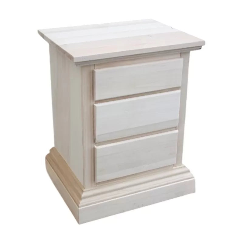 comodino classico 3 cassetti legno grezzo 51x40x64 (727) - Mobili 2G