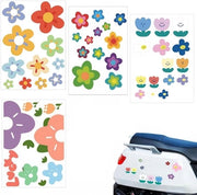 Sticker per Bicicletta - Disegno Fiori - 4 Fogli - Idrorepellente - Autoadesivi - Decorativi - Adatti per Interno/Esterno - Sticker Decorativi