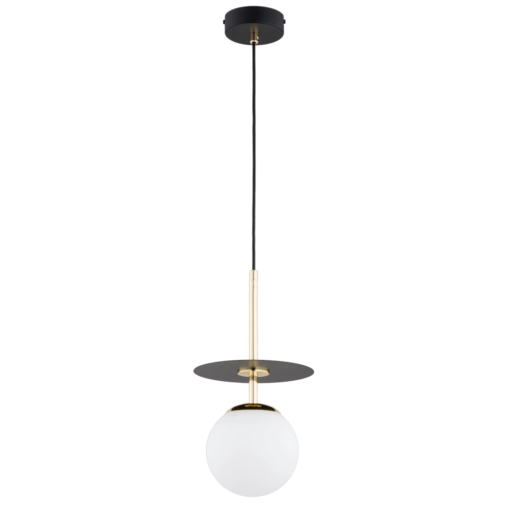 Lampada sospensione QEENCY nera oro sfera bianca 1xE14 10W