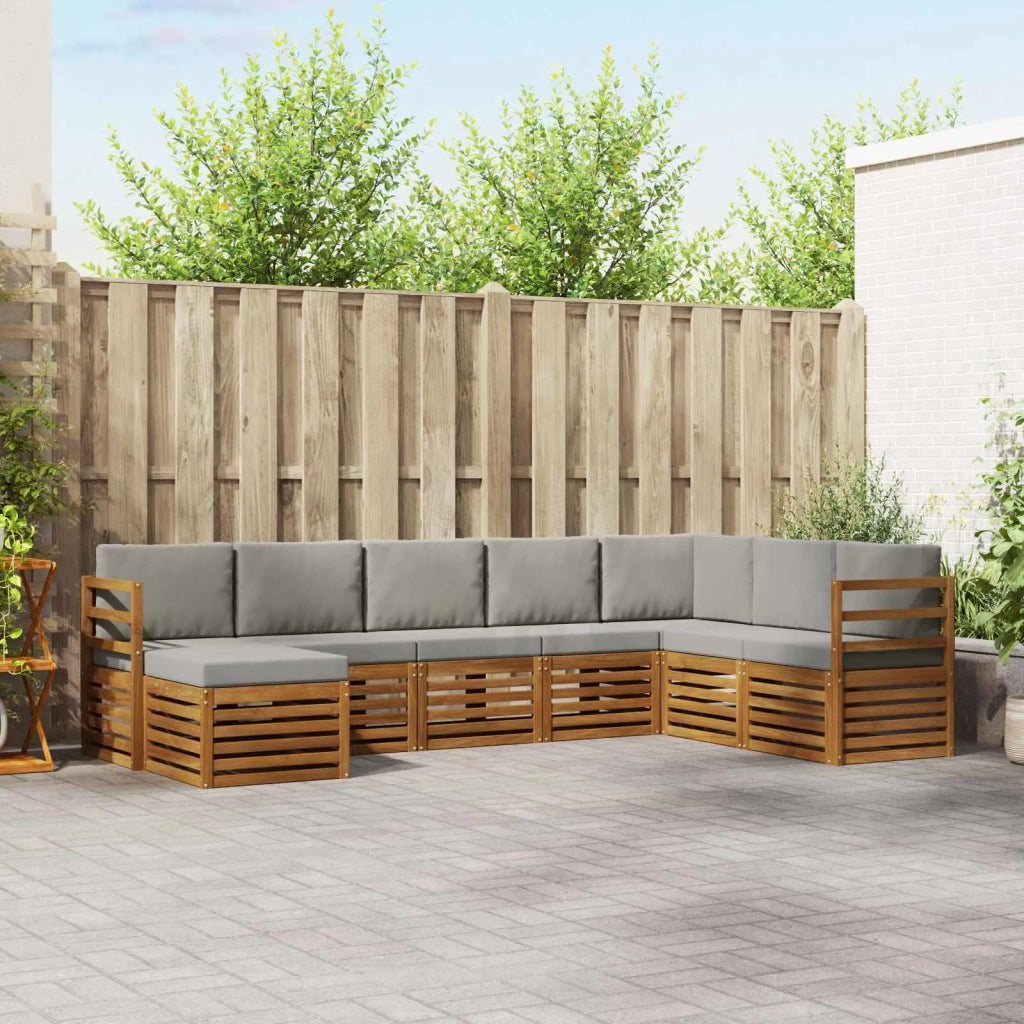 Set divano sezionale con cuscino 8 pcs Grigio Naturale e Chiaro 3375271