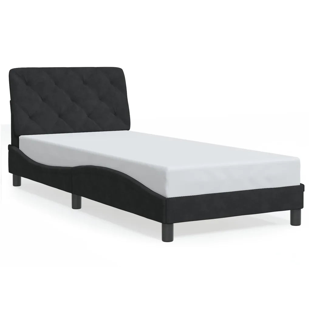 Giroletto con LED senza Materasso Nero 90x190 cm in Velluto