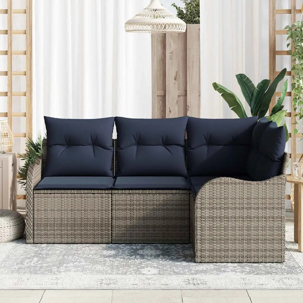 Set Divano da Giardino Grigio polyrattan 3345685